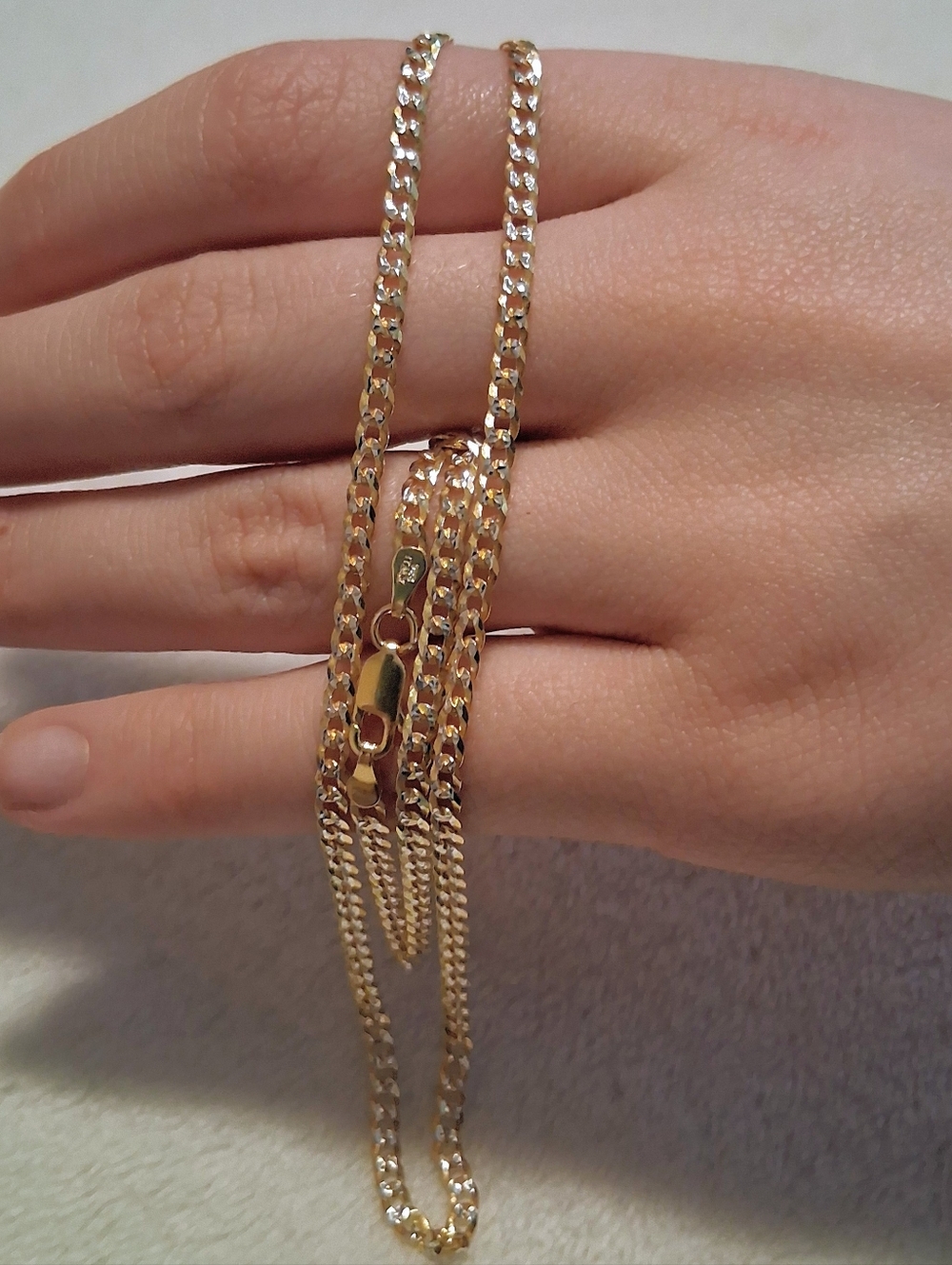 Gold Over 925 SS Diamond Cut Cuban Link Chain 20"